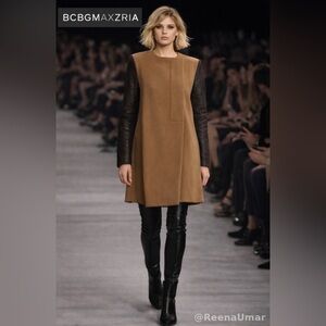🤎 BCBGMAXAZRIA Genova Contrast Sleeve Coat – Stylish & Modern Design